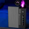 Double Arc Metal Cigarette Case Rechargeable Windproof Lighter Packs Full Pack of Cigarettes 20 PCS 10PCS  Mens Gift 2