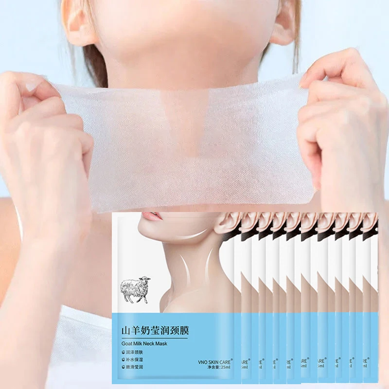 10pcs Goat Milk Neck Mask Collagen Firming Moisturizing Brightening Necks Masks Moisturizing Hydrating Beauty Neck Skin Care blossoming beauty hydrating