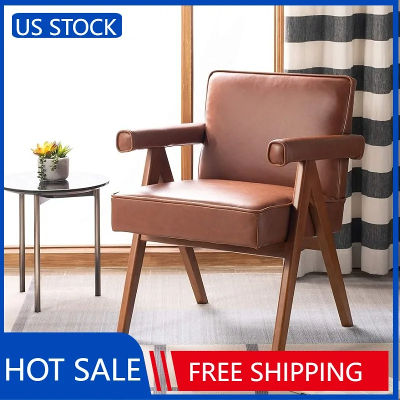 

Safavieh Home Suri Mid-Century Modern Cognac Faux Leather and Walnut Arm Chair