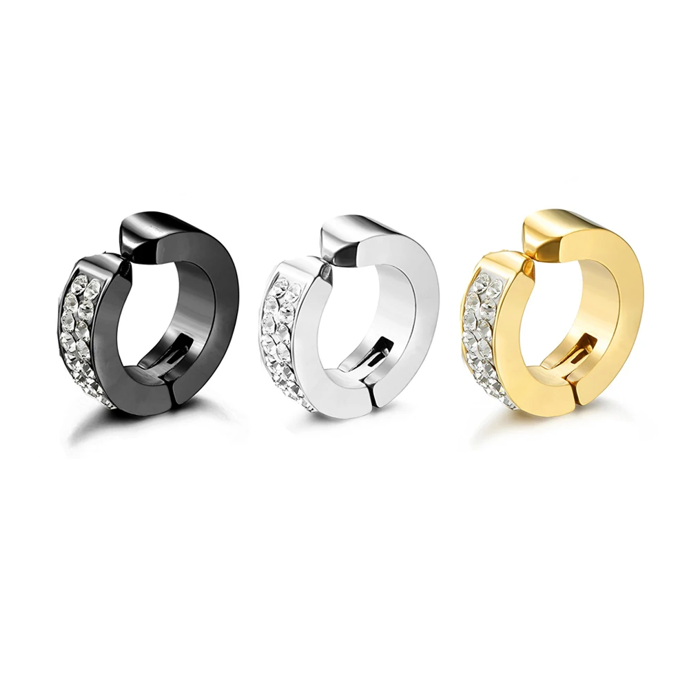 4 Paia Orecchini Finti in Acciaio Inossidabile Clip Cerchio Anello Ear Cuff Non Piercing Set Oro per Uomo, Donna e Bambina