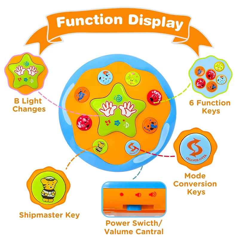 Baby 4 in 1 Tummy Time Crawling Toy Early Learning Sea Animals Sensory Toy Light Up Musical Projector for Infant Toddler Gifts 4