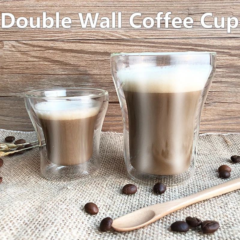 100/200/250ml Double Wall Glass Cup Durable Heat Resistant Beer Wine Cocktail Thermal Tea Milk Drink Mug for Home Coffee Cup