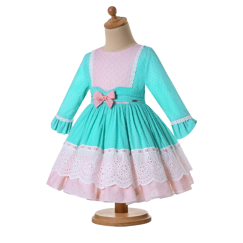 فستان فاخر مع العيينة ، الأزرق والوردي ، للأطفال ،...