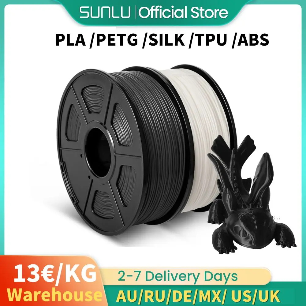 SUNLU PETG 3D Printer Filament, PETG Filament 1.75mm Dimensional Accuracy  +/- 0.02 mm, 1 KG Spool, PETG White+Grey