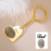 Lemegeton Engraved Fingerprint Keychain Personalized Heart Handwriting Pendant Custom Name Tag Key Chain Dad Mom Memorial Gifts