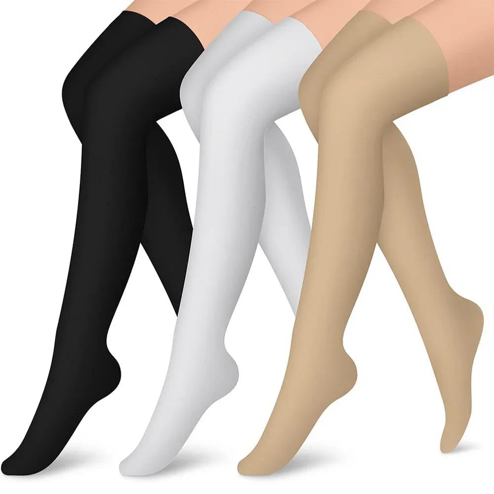 

1Pair Over Knee Compression Sock Women & Men Elastic Thigh High Stockings for Running, Cycling, Athletic, Travel, Nursing