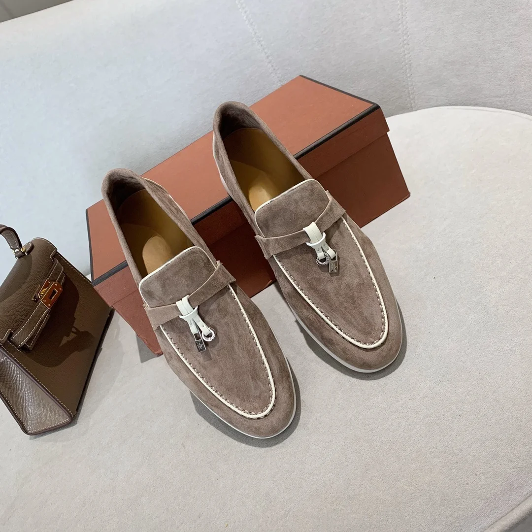 Comfort Walking Women Shoes High-Quality Suede New Casual Flat Shoes Hot Sale Winters Loafers  Men's Metal Lock Driving Shoes