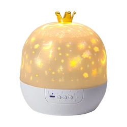 Crown Star Rotating Night Lamp with Projection and Film Sheet for Children's Bedroom Atmosphere (Changeable)