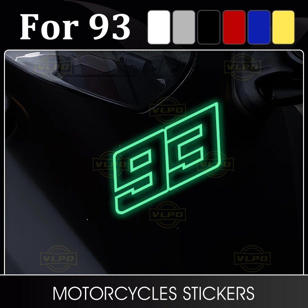 1 par de pegatinas brillantes para motocicleta, calcomanías impermeables para MOTO GP 93 número MOTOGP 93