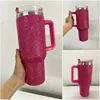 40oz Rhinestone Tumbler Stainless Steel Straw Women Cup Shiny Diamond Travel Car Thermoses Coffee Mug Water Bottle Drinkware 3