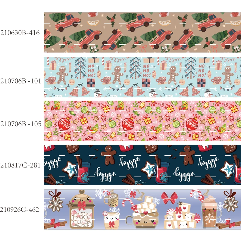 

Printed Christmas Decoration Food Cartoon Grosgrain Ribbons 25mm 38mm 10yards for Hairbows Diy Decoration Material