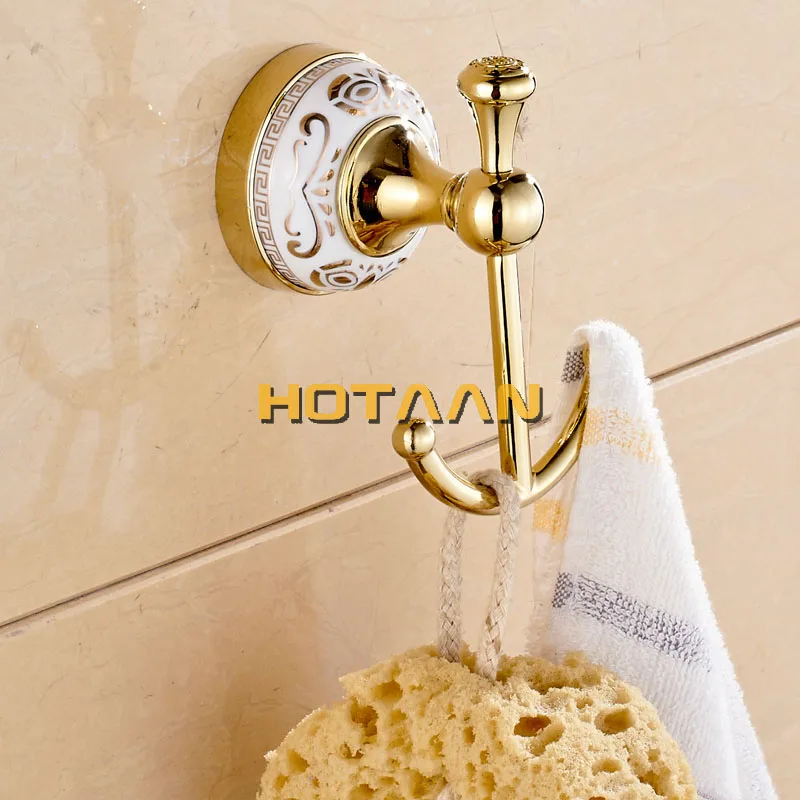 Stainless steel Bathroom Accessories Set Robe hook Paper Holder Towel Bar Towel Ring gold bathroom sets HT-810200-A
