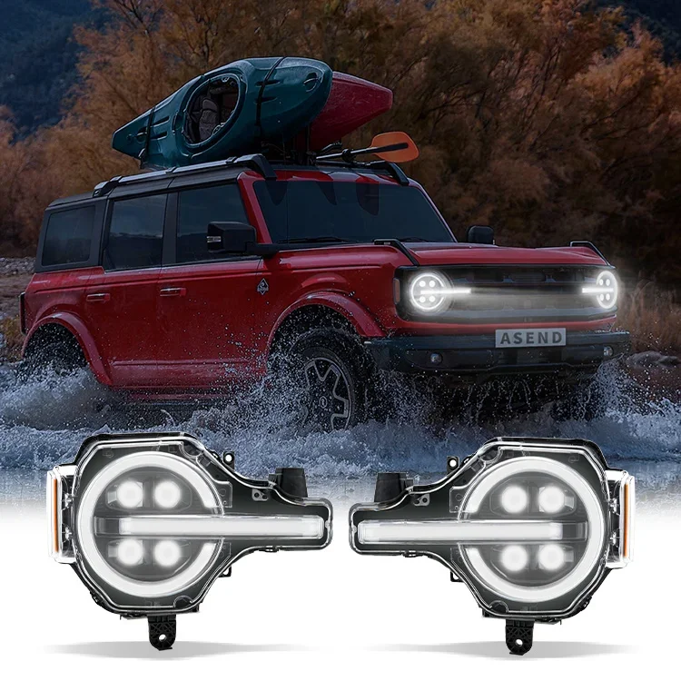 

PLUG & PLAY, Архаическая Модифицированная фара для FORD BRONCO 2021, вверх полный светодиодный, четыре луча, оптическая линза Bronco, фара с DRL/Turn