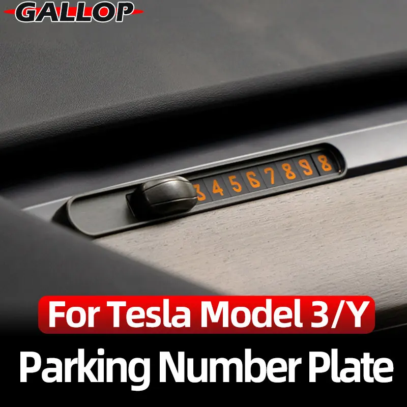 

For Tesla Model 3 Model Y Phone Number Card Car Business Card Temporary Parking Plate Styling Hidden Switch Interior Accessories