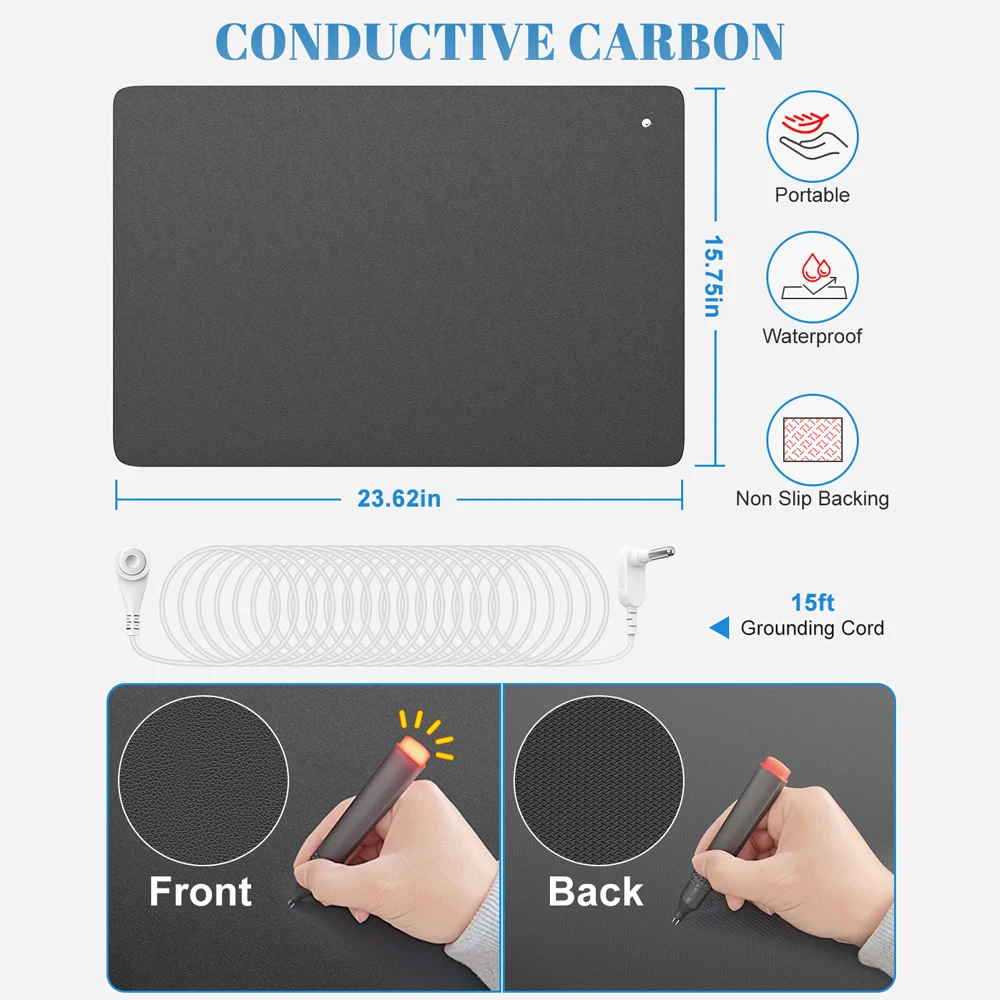 Grounding Mat Kit For Sleep Energy Pain Relief Anti-static Balance Wellness Bed Computer Table
