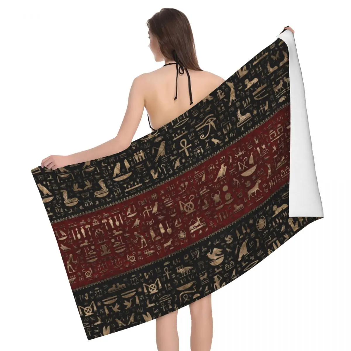 Egypt Ancient King Tutankhamun Beach Towel Super Soft Quick Dry_voghion.com