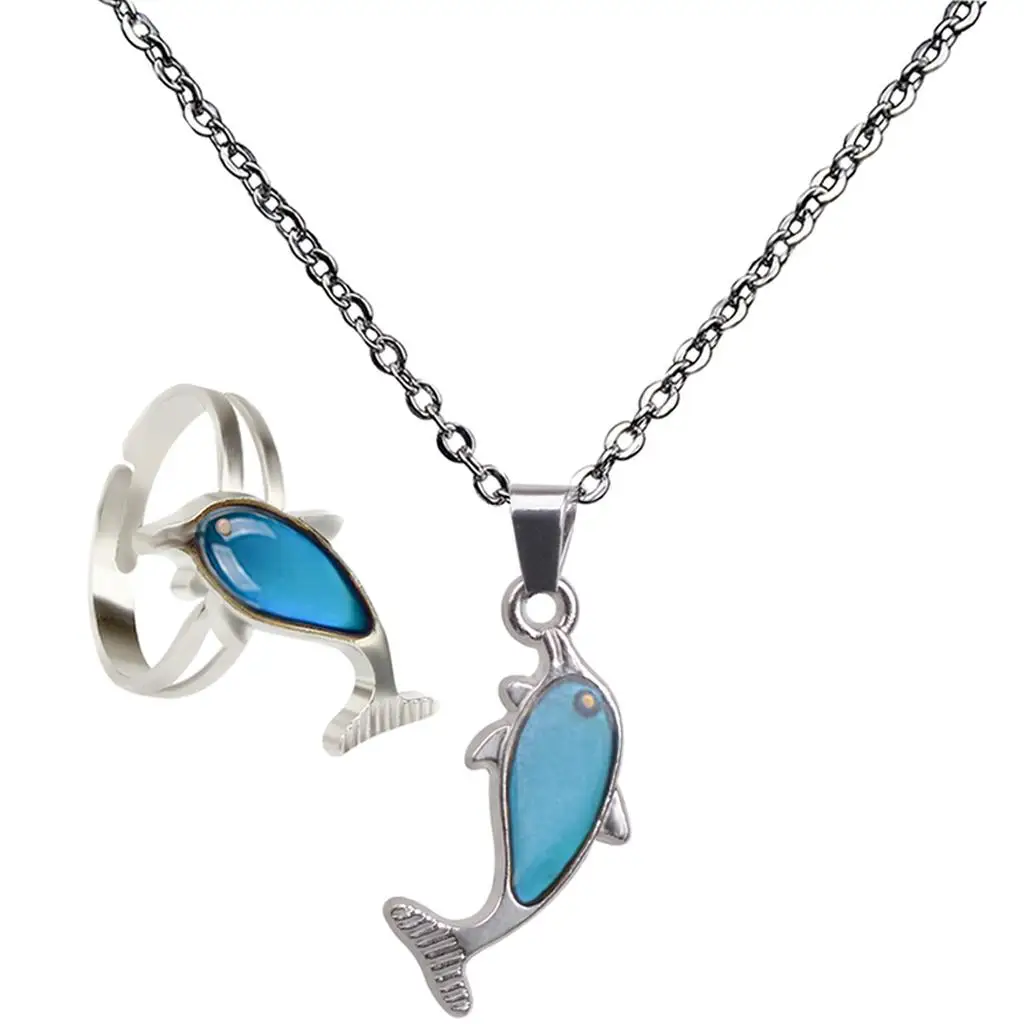 Sweet Gemstone Necklace Change Mood Temperature Chain Dolphin Pendant Necklace Fashion Jewelry Set https://ae01.alicdn.com/kf/S8631e744e6124b0388a36768a17eba14I.jpg