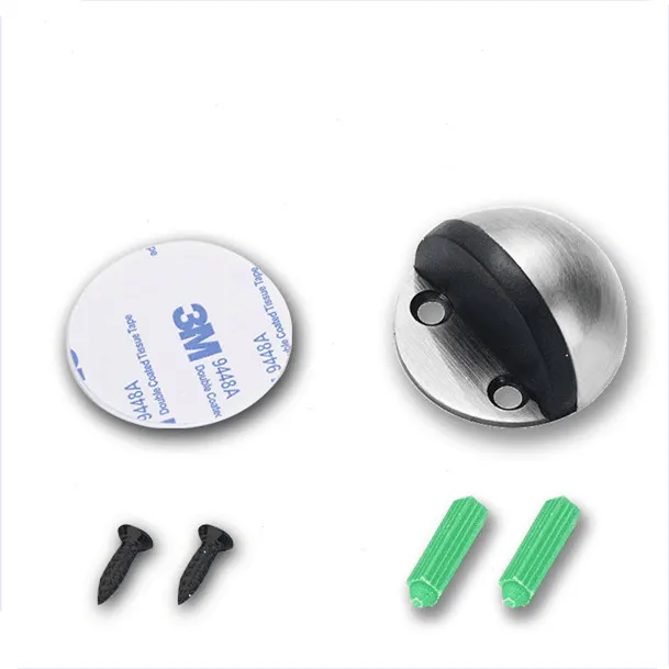 Zinc Alloy Rubber Door Stopper Non Punching Sticker Hidden Door Holder Catch Floor Mounted Nail-free Stop Hardware