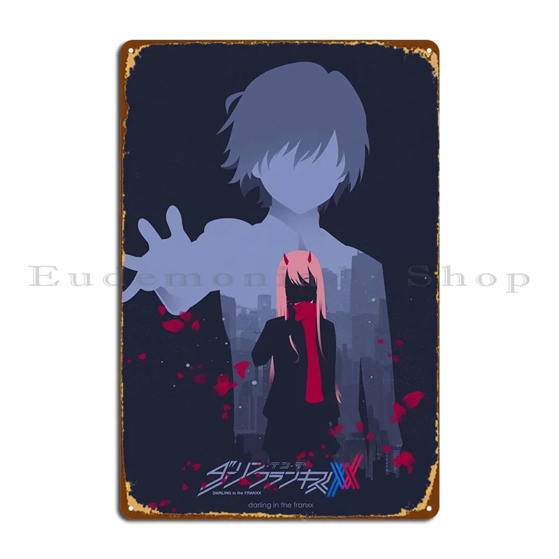 

Металлический знак Zero Two X Hiro, настенная пещера, клубный Настенный декор, печатный плакат, жестяной плакат