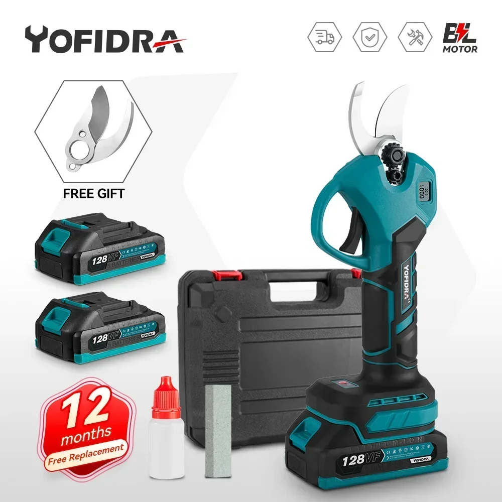 Yofidra 30mm brushless Elektromos Drágakőköszörülés Nyesőolló 2 Fogaskerék-áttétel cordless újratölthető Gyümölcs Fa Bonszai Drágakőköszörülés számára makita 18V Tettlegesség