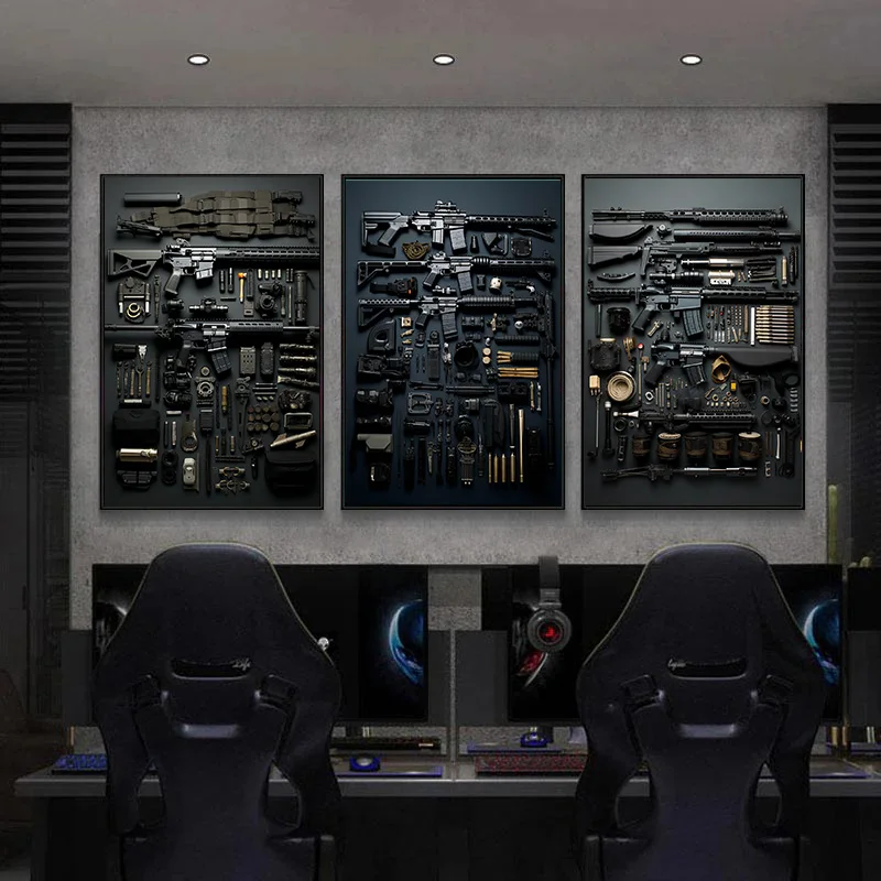 1Pcs Living Room Photo Wallpaper on the Wall Coverings Rifles Canvas Painting Modern Weapons Murals Mural Paper Painted Papers