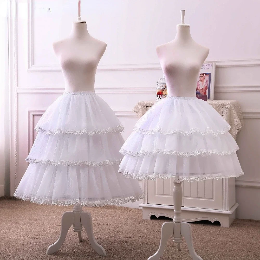 Petticoat Skirt Petticoat Underskirt Wedding Underskirt Lolita Petticoat Wedding Petticoat Short 50cm 68cm lolita Cosplay rockabilly 3 Layers Hoop Ruffle A Line Woman