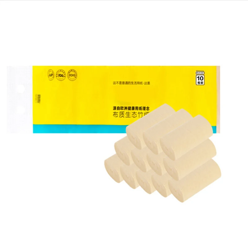 10 Rolls Household Paper Towel Native Bamboo Pulp Toilet Tissue Paper Home Kitchen Tissue Bathroom Toilet