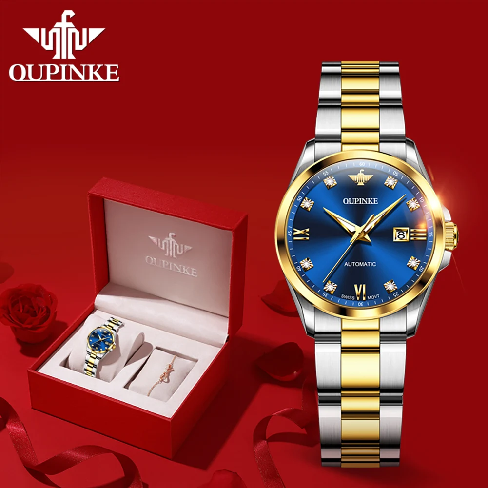OUPINKE 3199 Women's Watches Real Diamond Swiss Movement Automatic Mechanical Wrist Watches For Women Top Luxury Ladies Watches