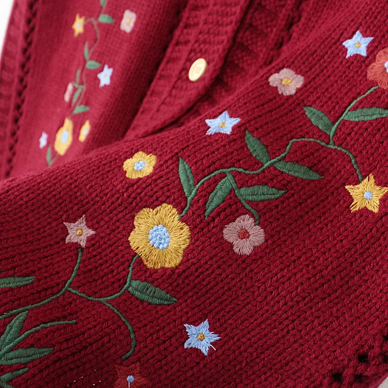 Little Fresh Embroidered Hollow Knit Sweater Vest Womens Plus Size Autumn Casual Clothing Fashion V-Neck Cardigan E2 3023