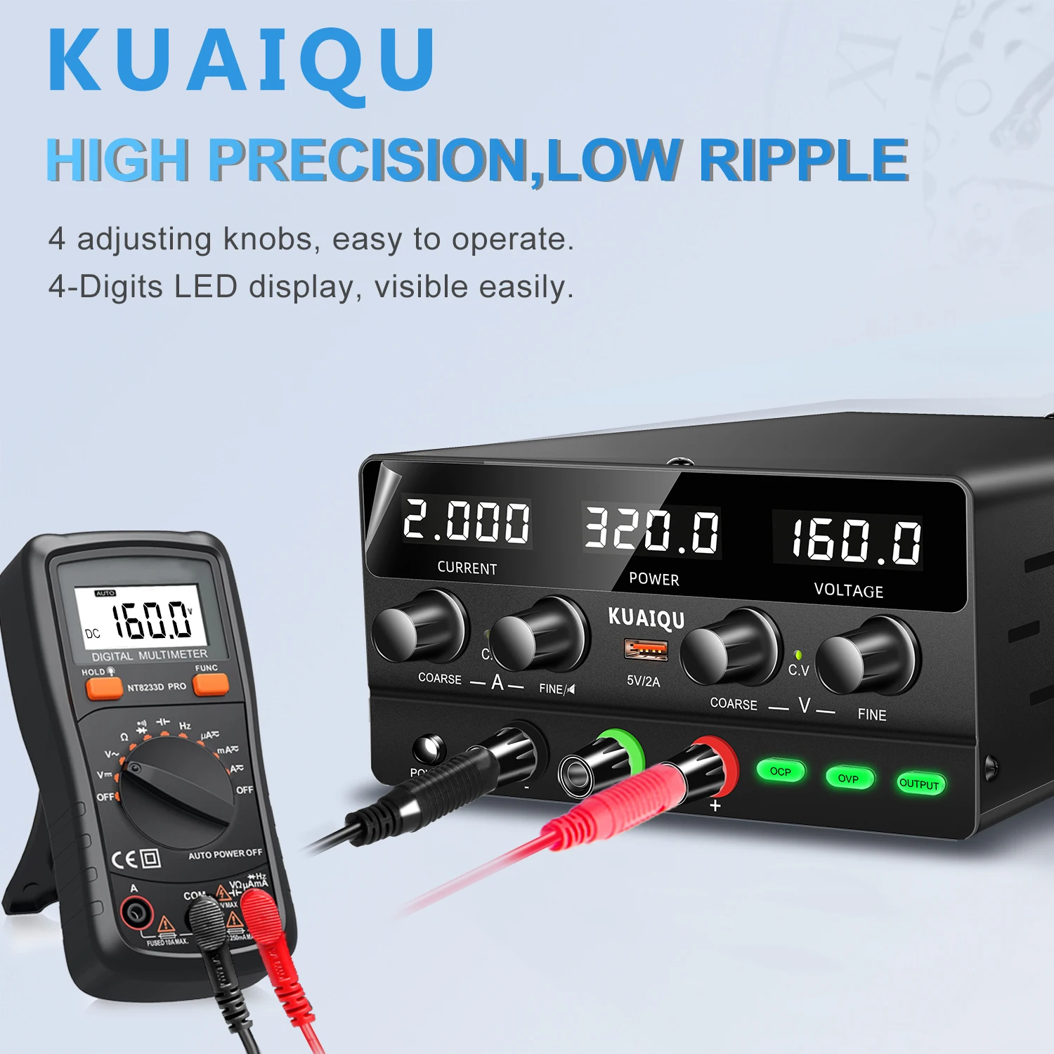 KUAIQU 160V 2A 320W 내전압 테스트 전원 공급 장치 OCP OVP 실험실용 DC 스위칭 소스 30V 10A 조정 가능 레귤레이터 안정기