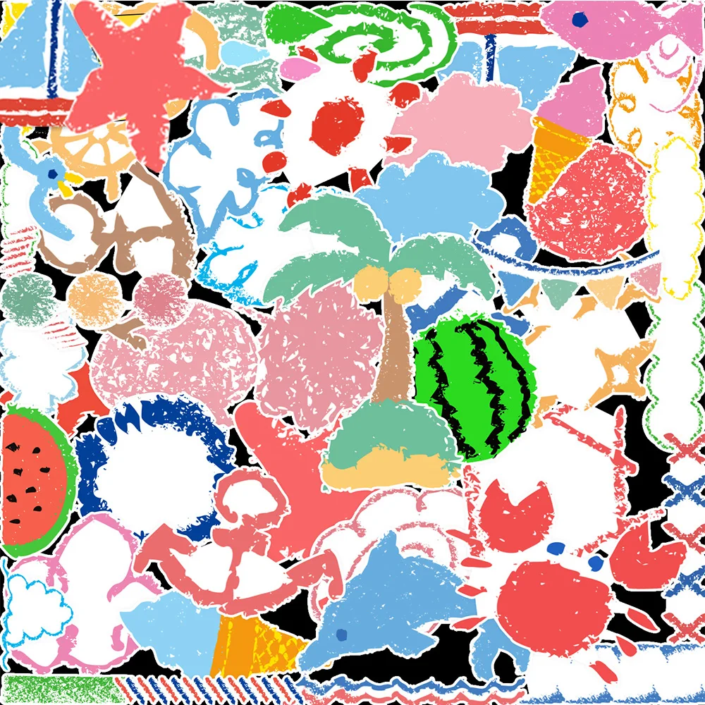 

10/30/50PCS Colorful Crayon Drawing Sticker for Kids DIY Phone Luggage Laptop Skateboard Cute Decals Sticker for Kid Toys Gift