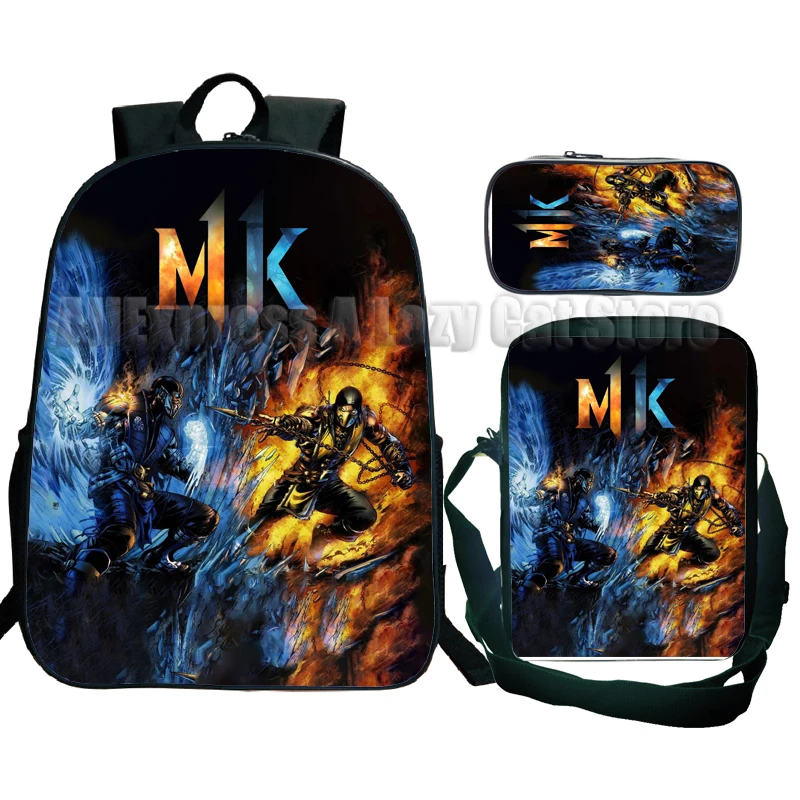 3pcs Mortal Kombat Backpack Students Boys Girls Cartoon School Bags Children Anime Bagpacks Kids Rucksack Unisex Travel Knapsack 4