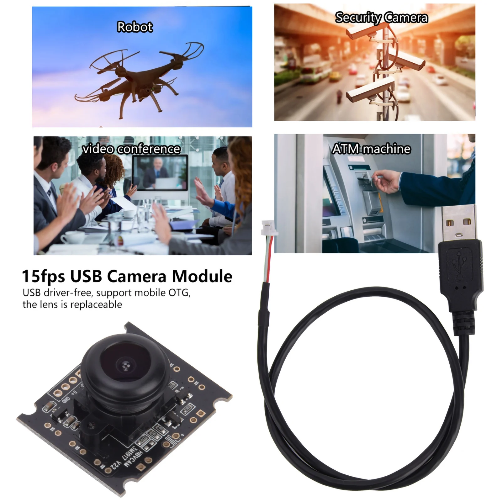 OV3660 USB 카메라 모듈 USB 카메라 모듈 OV3660 칩 USB2.0 출력 2048 x 1536 15fps 110 °   모바일 OTG 지원