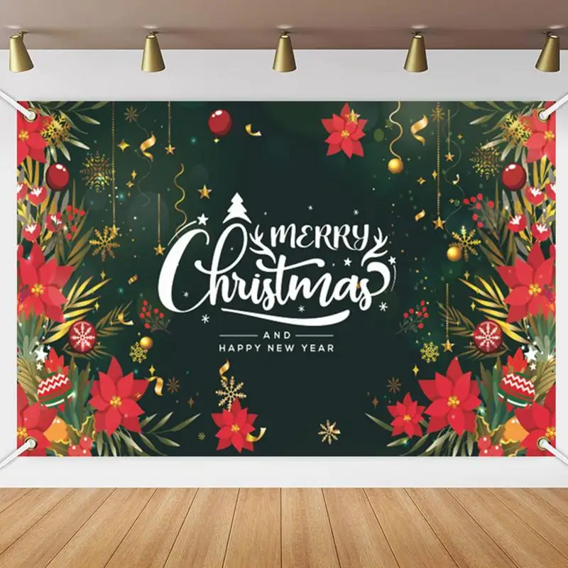 

Christmas Photography Backdrops For Walls Doors Window Reusable Polyester Fabric Christmas Theme Cloth For Winter Festival Party