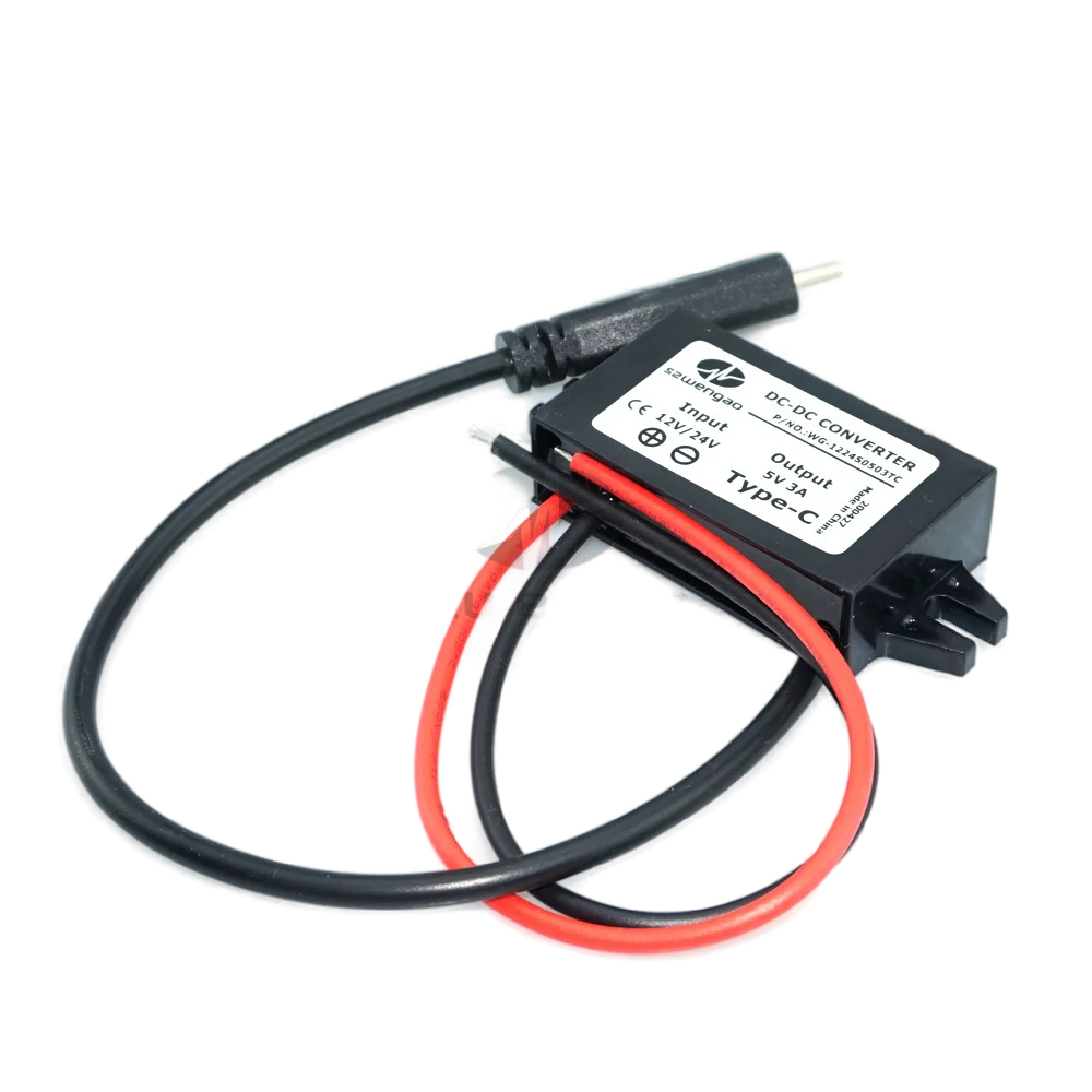 Charge USB C Converter DC 12V/24V to 5V 3A USB Type-C Buck Charging Module Step Down Voltage Regulator Car Power Converter