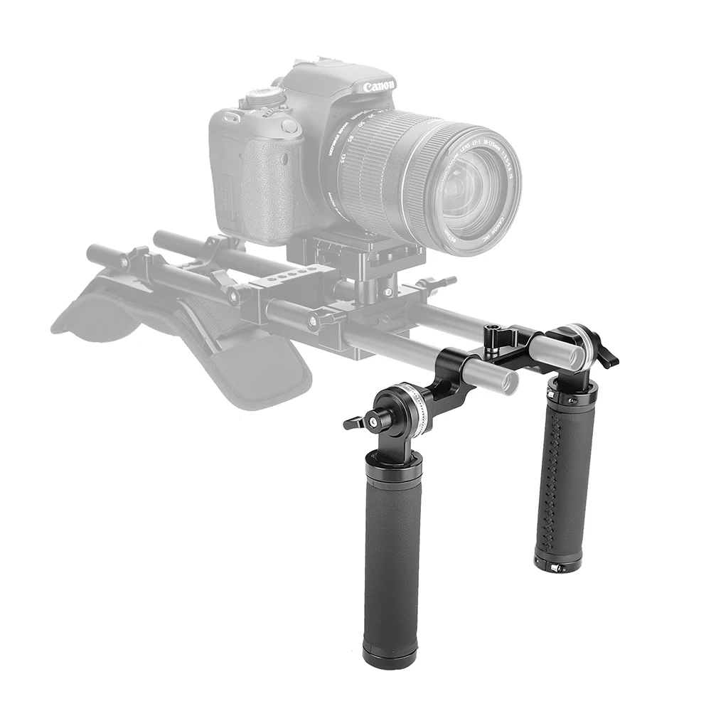 Maniglia A Rosetta In Alluminio Con Impugnatura In Gomma - Attacco M6 E Foro 1/4" Per Monitor, Fotocamera DSLR, Rig (Coppia)