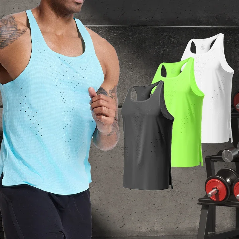 

Men Summer Sports Vest Sleeveless Quick Dry Sportswear Marathon Sleeveless T Shirt Outdoor Riding Bottom Shirt Wrestling Singlet