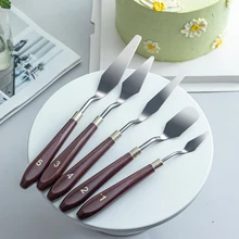 

5Pcs Stainless Steel Baking Spatula Pastry Tool Spatula for Mixing Cream Fondant Oil Paint 5pcs / set per set
