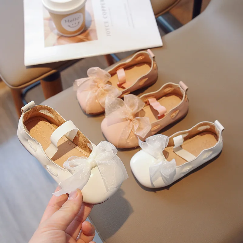 Comfortable Girl's Flat Shoes Soft Bottom Bowknot Kids Princess Single Shoes for Wedding Party Dance Kindergarten Shoes for Baby