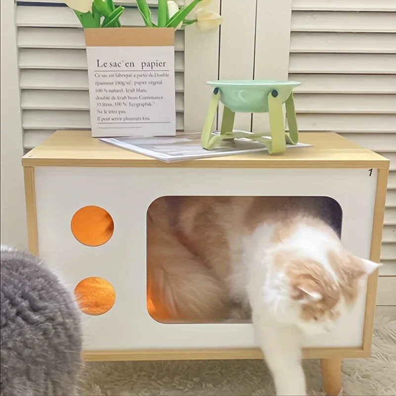 

Four Seasons Universal Cat House Solid Wood Multifunctional Cat Condo Cat Cave cats house pets