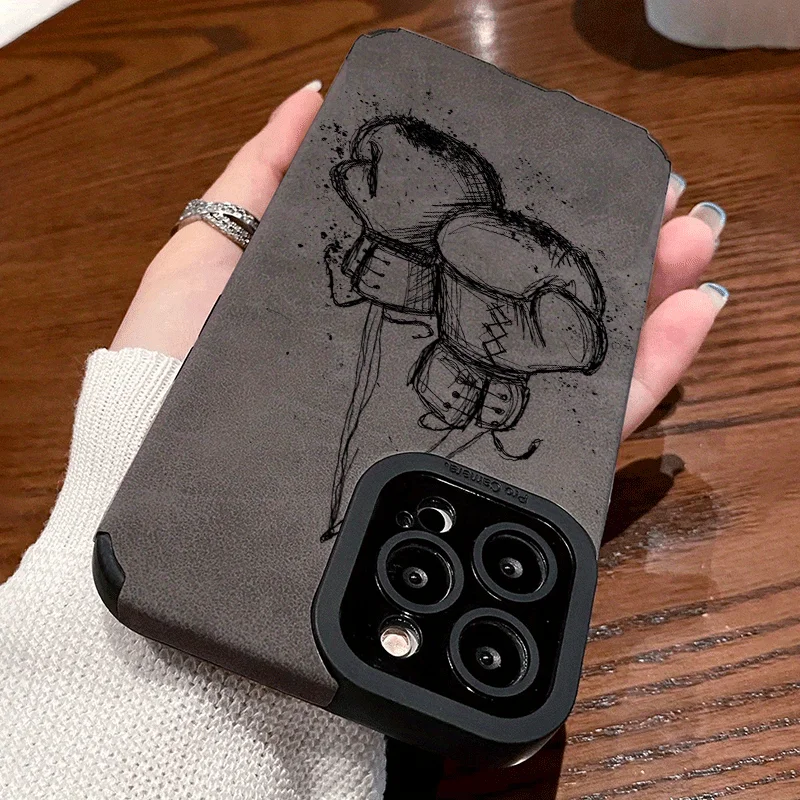 Chic Boxing Gloves Faux Leather Phone Case Bumper Cover