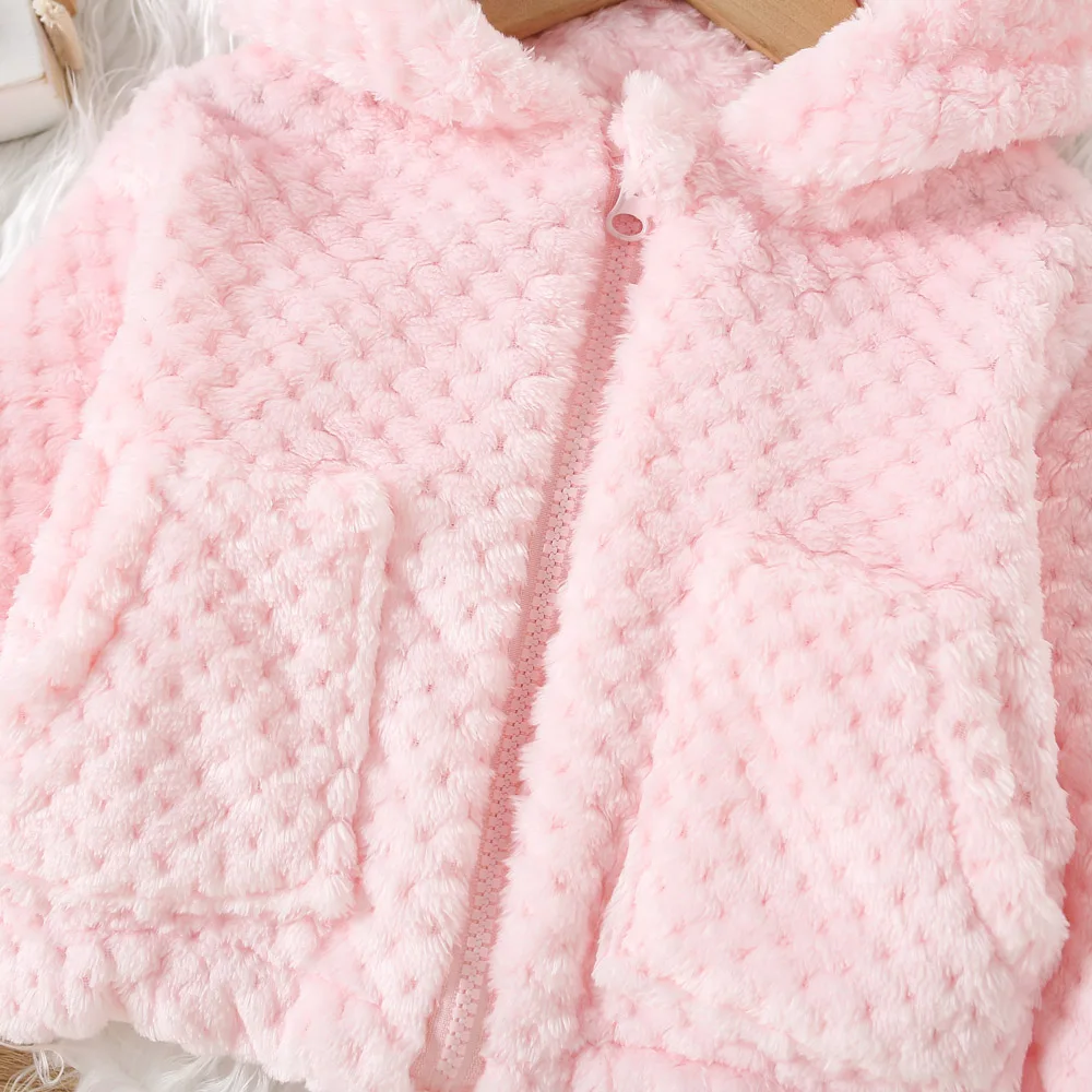 Baby Girl Winter Plush Jacket Bear Ears Hooded Coat Kids Clothes