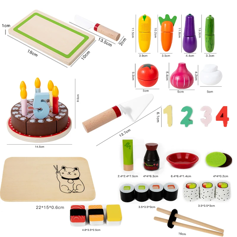 Kid Simulation Make Sushi Food Kitchen Toy Pretend Play Cut Vegetables Cook Game DIY Brithday Cake Play House Set Girls Toy Gift