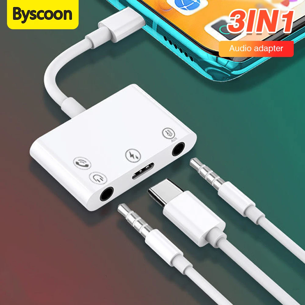 Three-In-One Type C To 3.5 Mm Jack Adapter Usb C Charging Noise Reduction Audio Cable for Samsung Huawei Oppo Xiaomi type c to 3.5mm adapter
