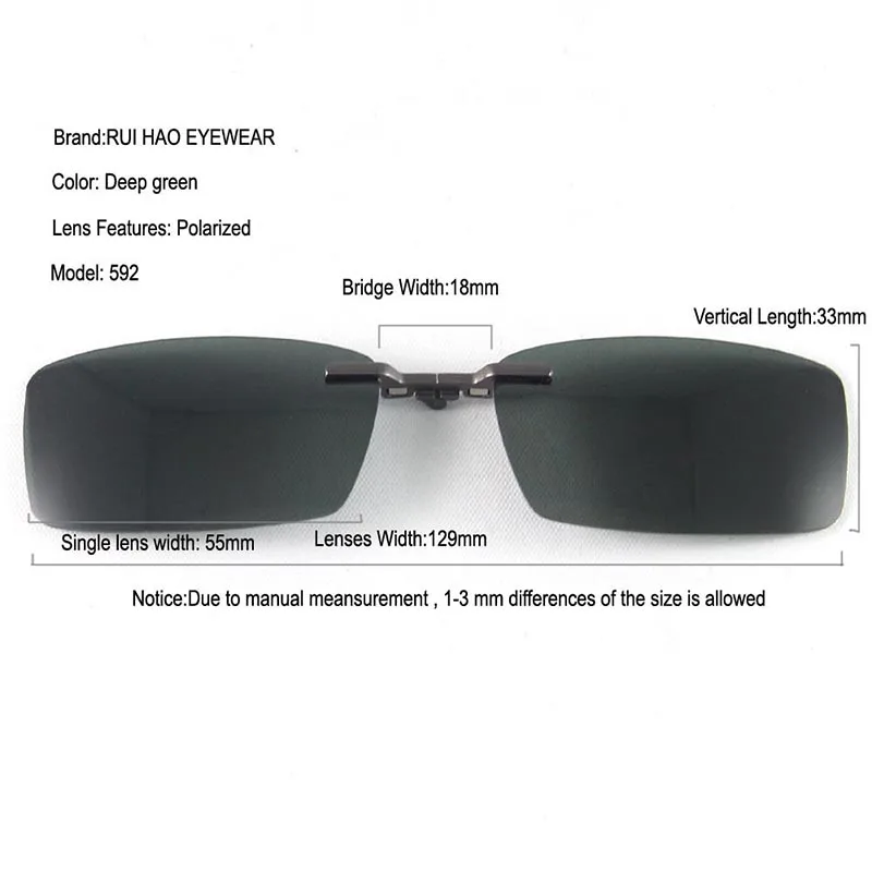 Polarized Sunglasses Clip On Bridge Design Glasses Clip On