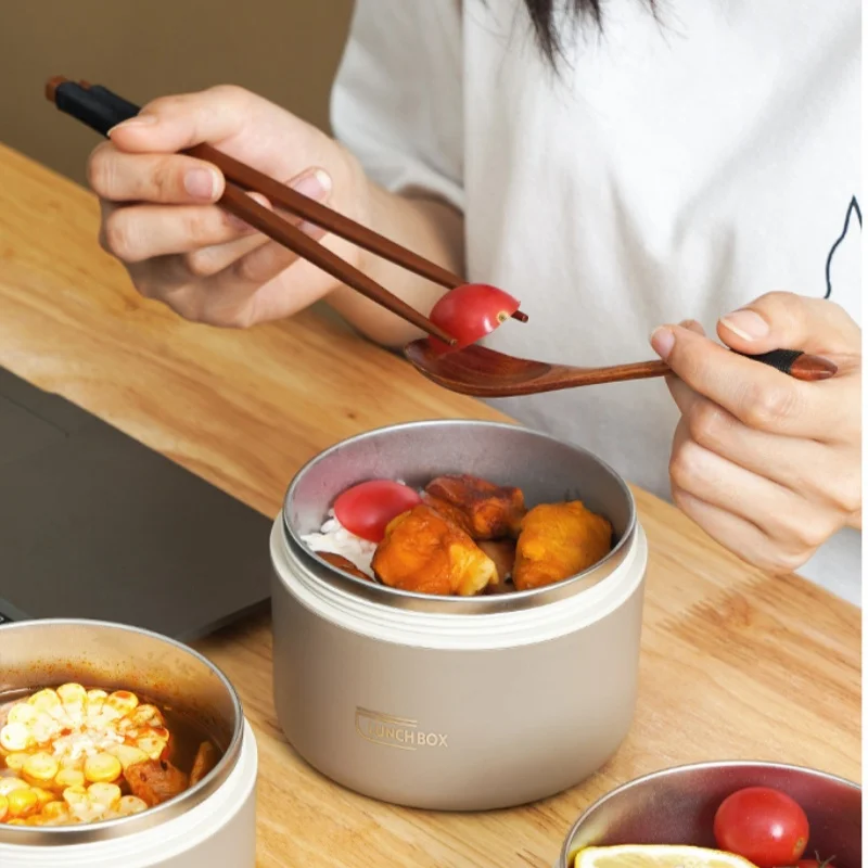 Microwavable Portable Insulated Food Container Lunch Box Stainless Steel Bento Box Insulated Leakproof Thermal Lunch Bag Set lunch box