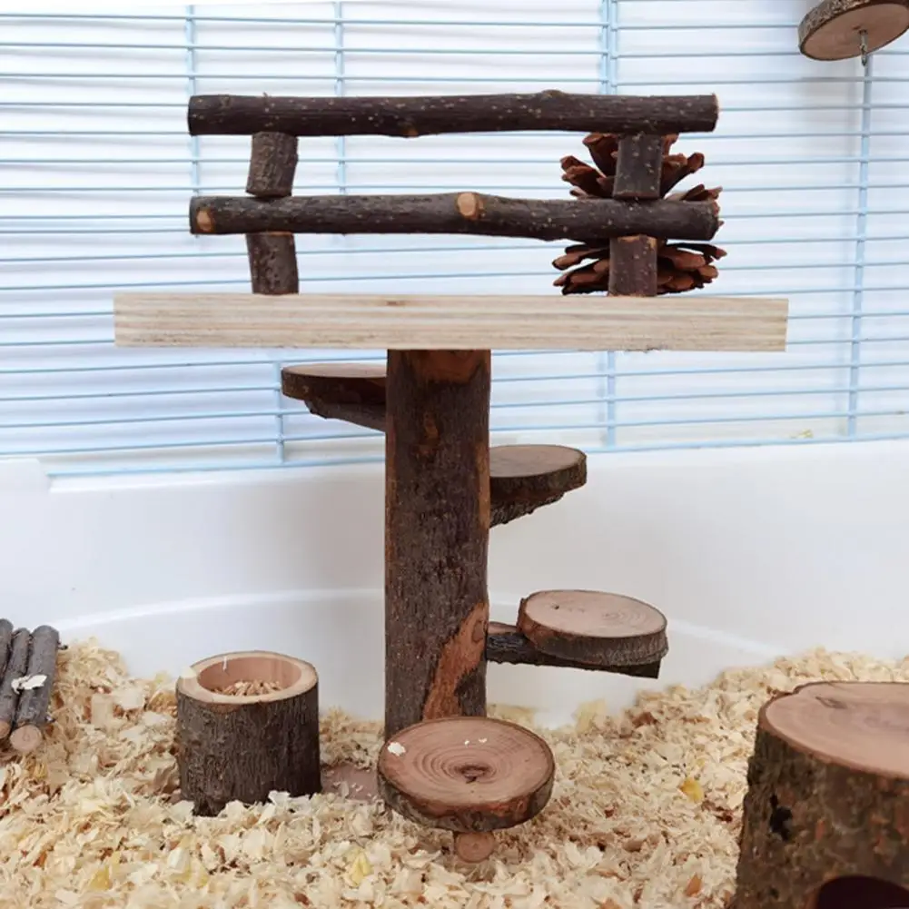 Eco-friendly Chinchilla Stand Natural Wood Cage Accessories Small Animal Toy Pet Toy Rat Climbing
