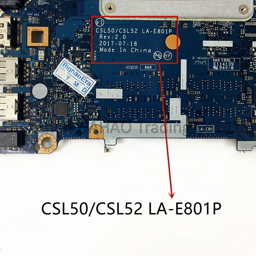 para hp Pavilion 15-bs Motherboard Laptop com Processador Intel i3 i5 i7 Cpu Ddr4 Csl50 Csl52 La-e801p Sps:924751001 924749601 924752-601 - Imagem 3