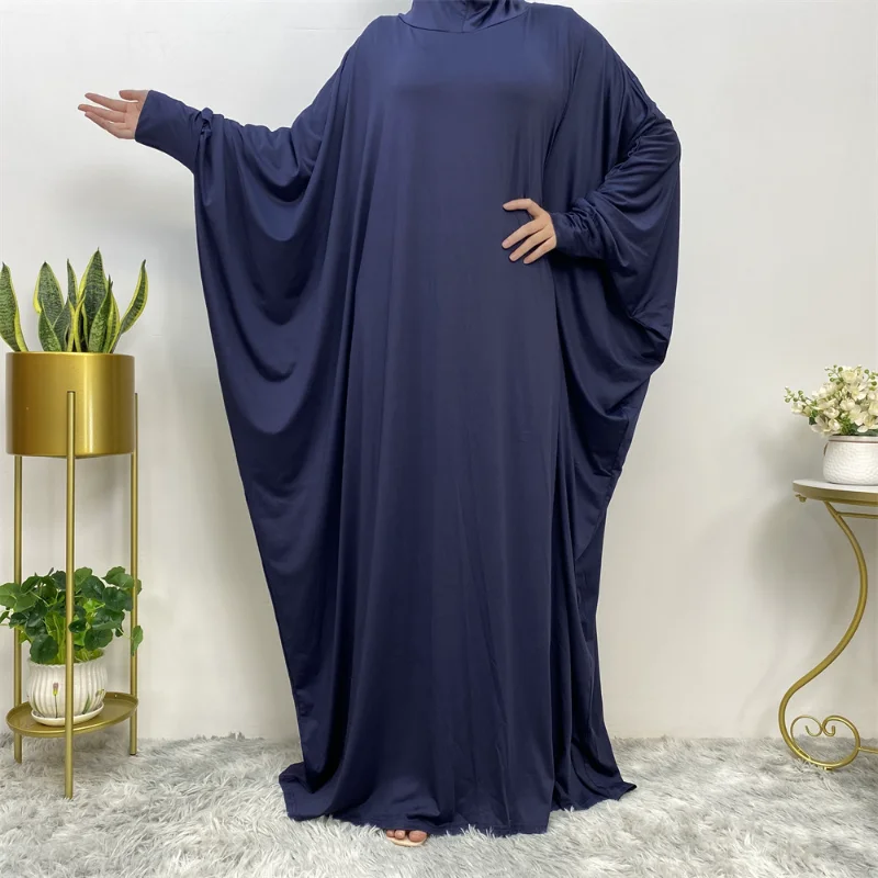 Musulman Abaya Dress, Bat Long Sleeves Clear Color Abayas for Women, Casual Long Skirt, Hooded Long Skirt Pockets, Women's Dress