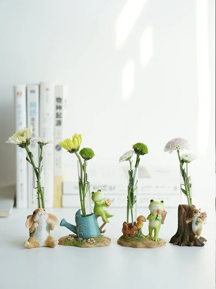 

Miniature Animal Figurine Hydroponic Flower Vases Home Desk Decorations Planter Ornaments Art Artificial Flower Vase Pen Holder
